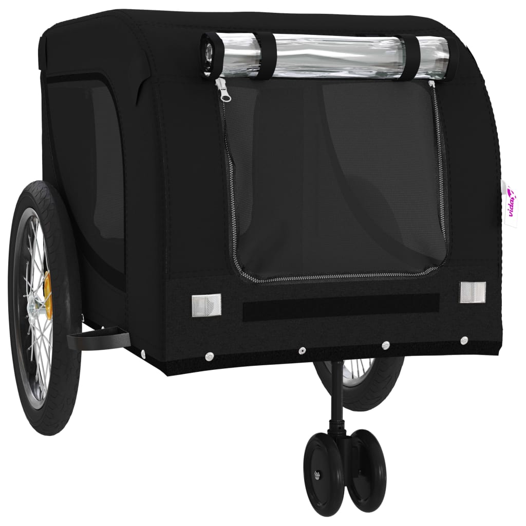 NNEVL Dog Bike Trailer Black Oxford Fabric and Iron