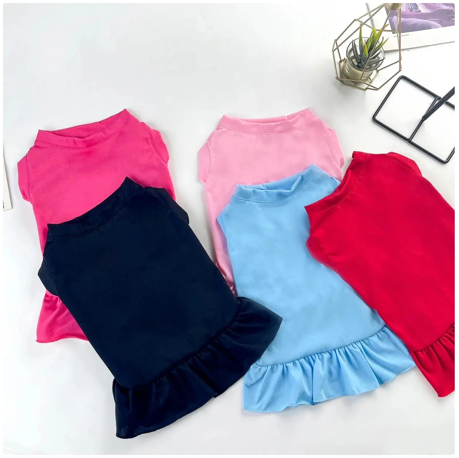 Cute Ruffle Dog & Cat Mini Dress - Soft Pet Apparel for Small Pets