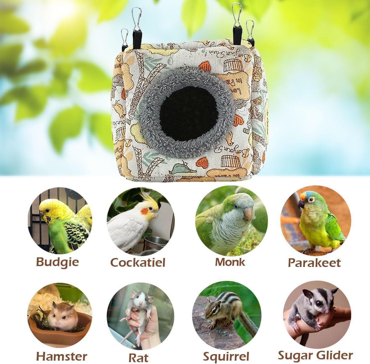 Bird Plush Nest Bed - Hanging Soft and Warm Hammock for Birds Parrot Parakeet Cockatiel Conure Hamster Rat Squirrels Etc