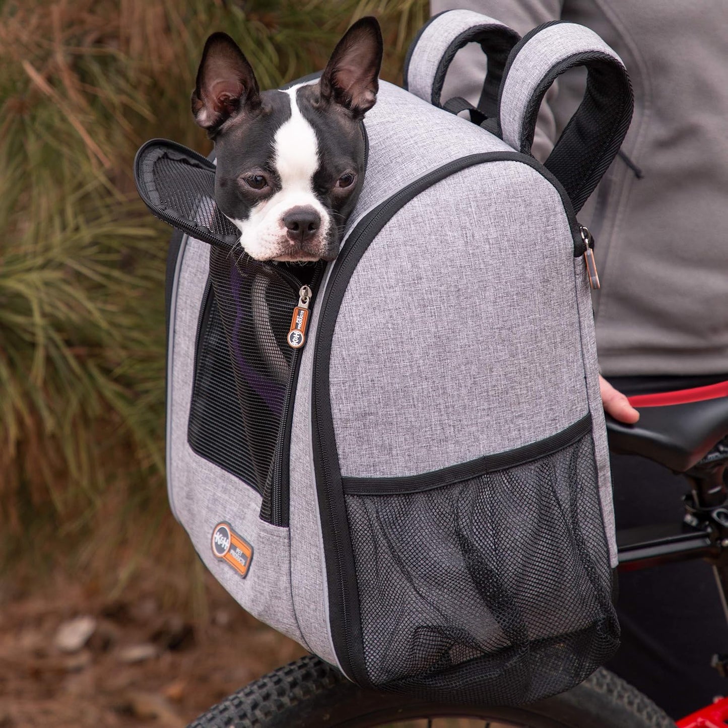 PET PRODUCTS Travel Bike Backpack for Pets Gray 9.5 X 14 X 15.75 Inches