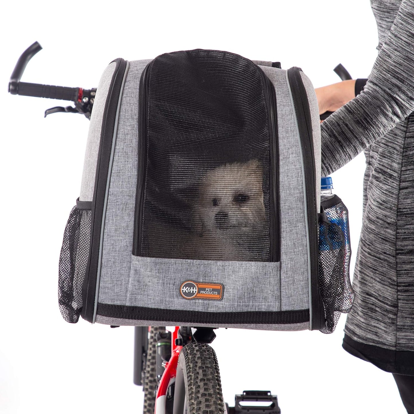 PET PRODUCTS Travel Bike Backpack for Pets Gray 9.5 X 14 X 15.75 Inches