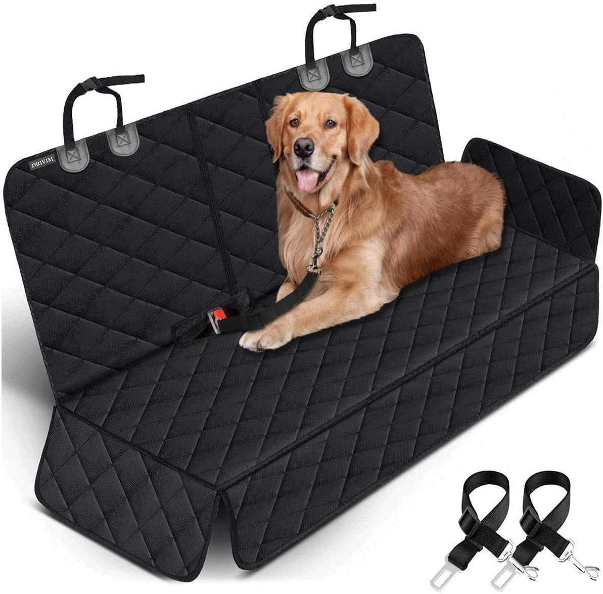 Dog Car Seat Covers Pet Seat Cover, Waterproof Nonslip Bench Rear Seat Cover Compatible for Middle Seat Belt Fits Most Cars Trucks and Suvs Mpvs, Bucket Bench Available