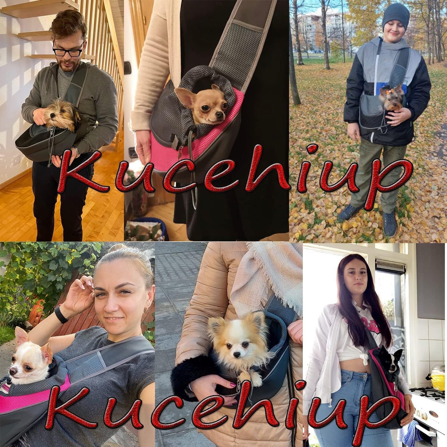 Pet Sling Carrier for Small Dogs Cats Breathable Mesh Travelling Hands-Free Puppy Backpack(Fits Approximately 3 Lbs to 6 Lb Pets)(Rose Red)