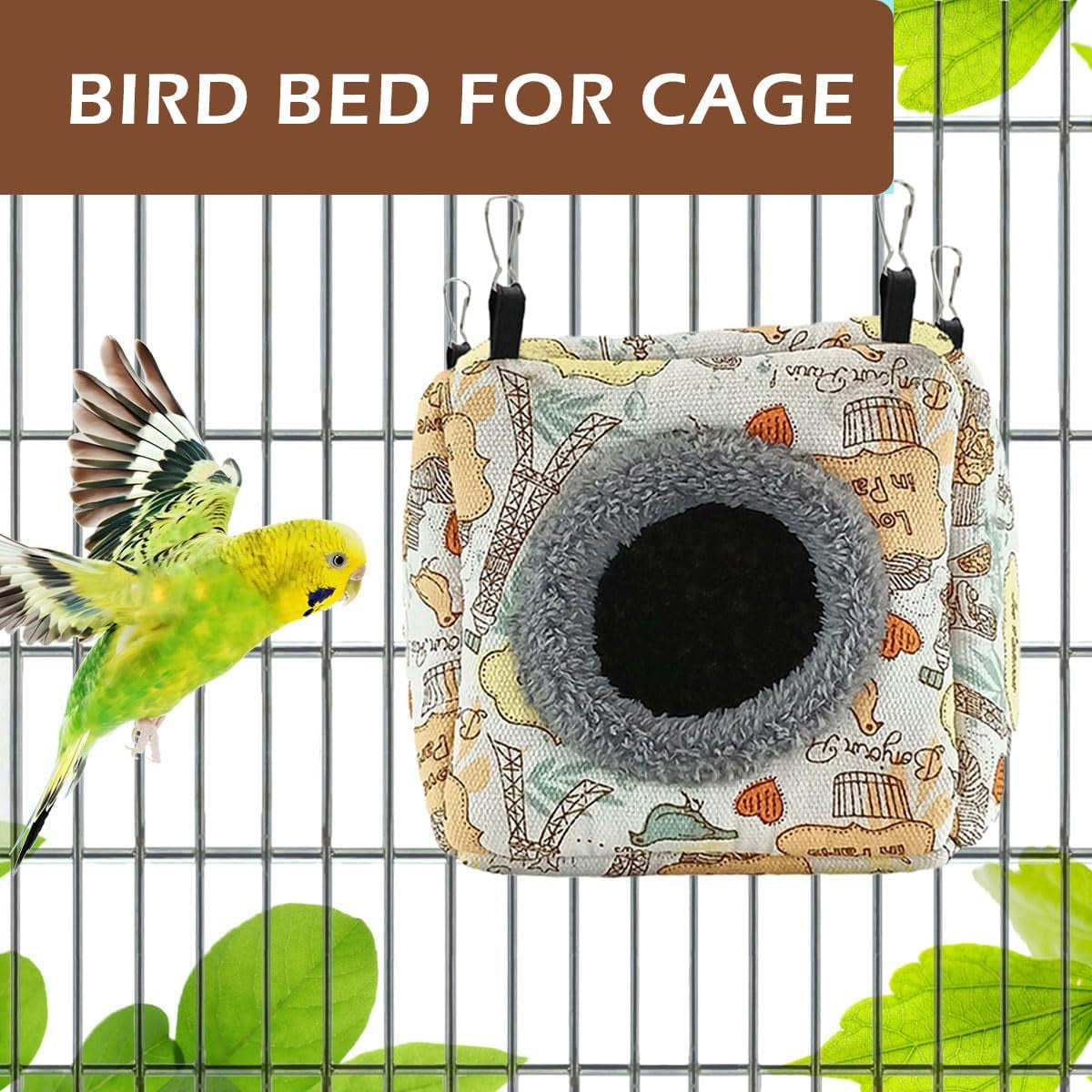 Bird Plush Nest Bed - Hanging Soft and Warm Hammock for Birds Parrot Parakeet Cockatiel Conure Hamster Rat Squirrels Etc
