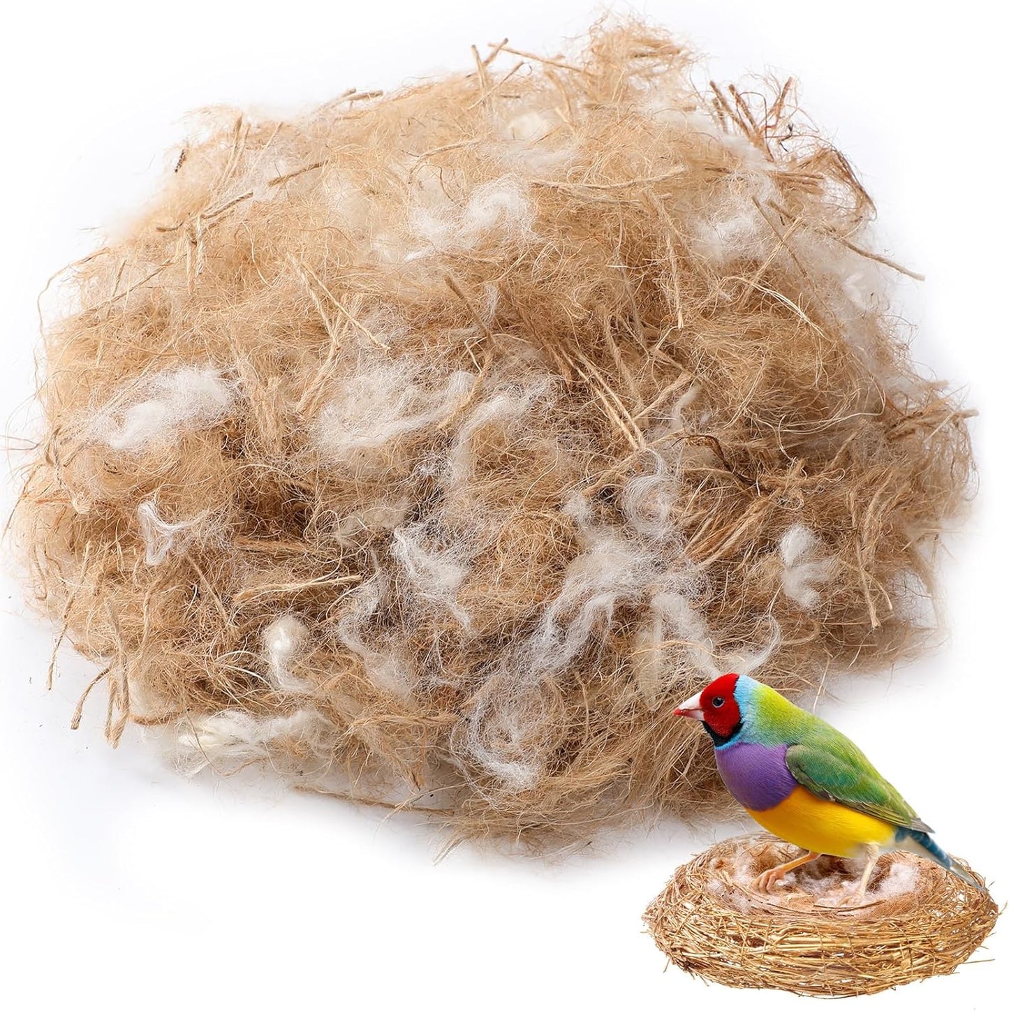 120G/4.23 Oz Bird Nesting Materials Mixing Parakeet Nest Material Finch Bird Bedding Hideouts for Canary Coconut for Tree Trunks Cages Garden Yard Home Party Easter Decor