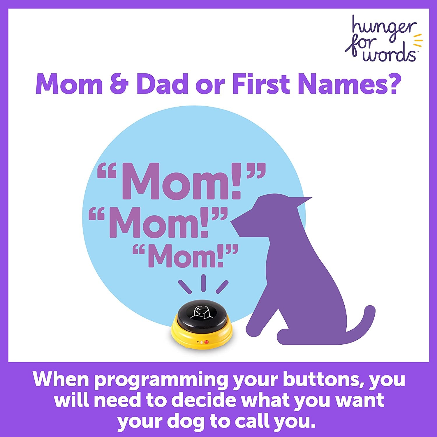 Talking Pet Next Words Names - 3Pc Dog Talking Recordable Button Set, Dog Buttons for Communication | Games & Stuff for Dogs