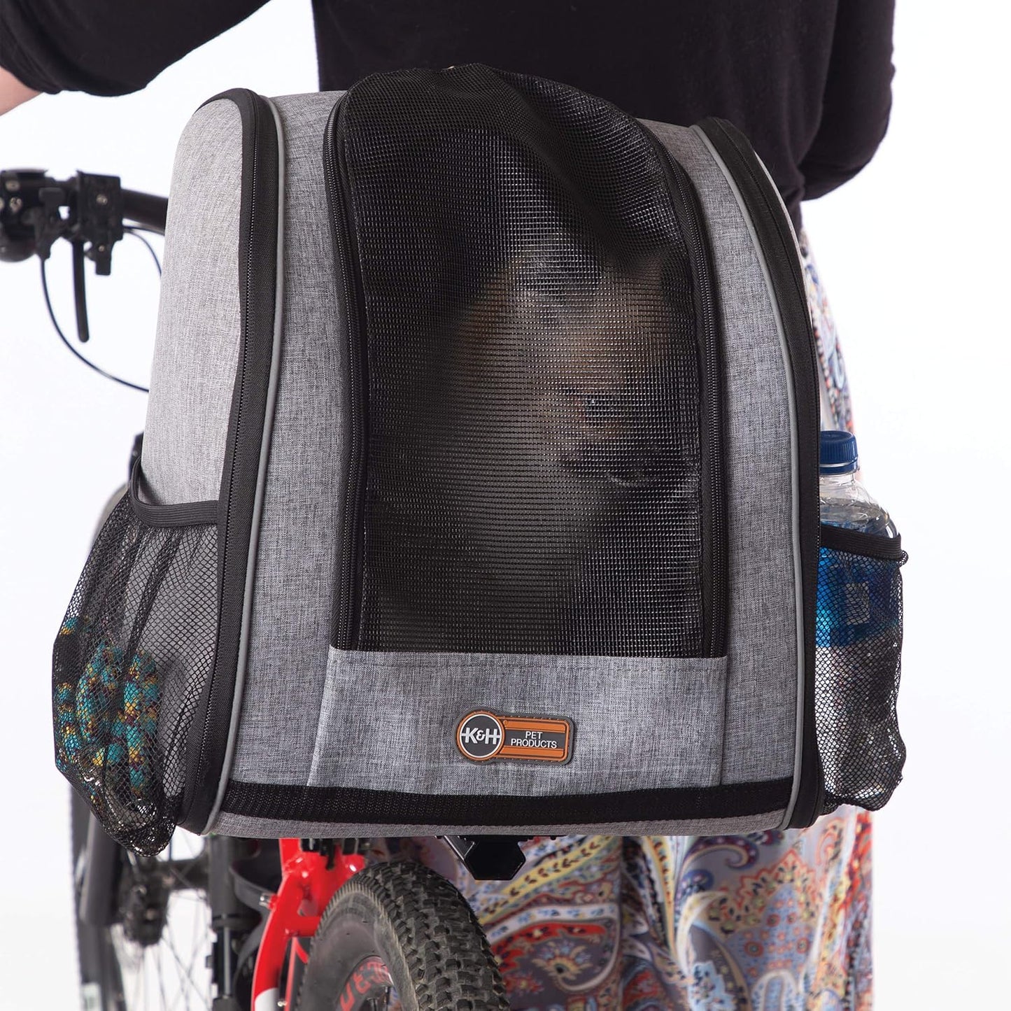 PET PRODUCTS Travel Bike Backpack for Pets Gray 9.5 X 14 X 15.75 Inches