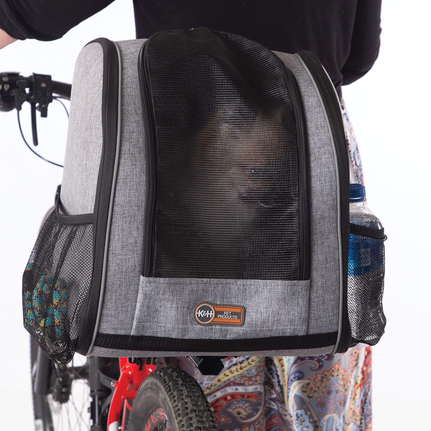 PET PRODUCTS Travel Bike Backpack for Pets Gray 9.5 X 14 X 15.75 Inches