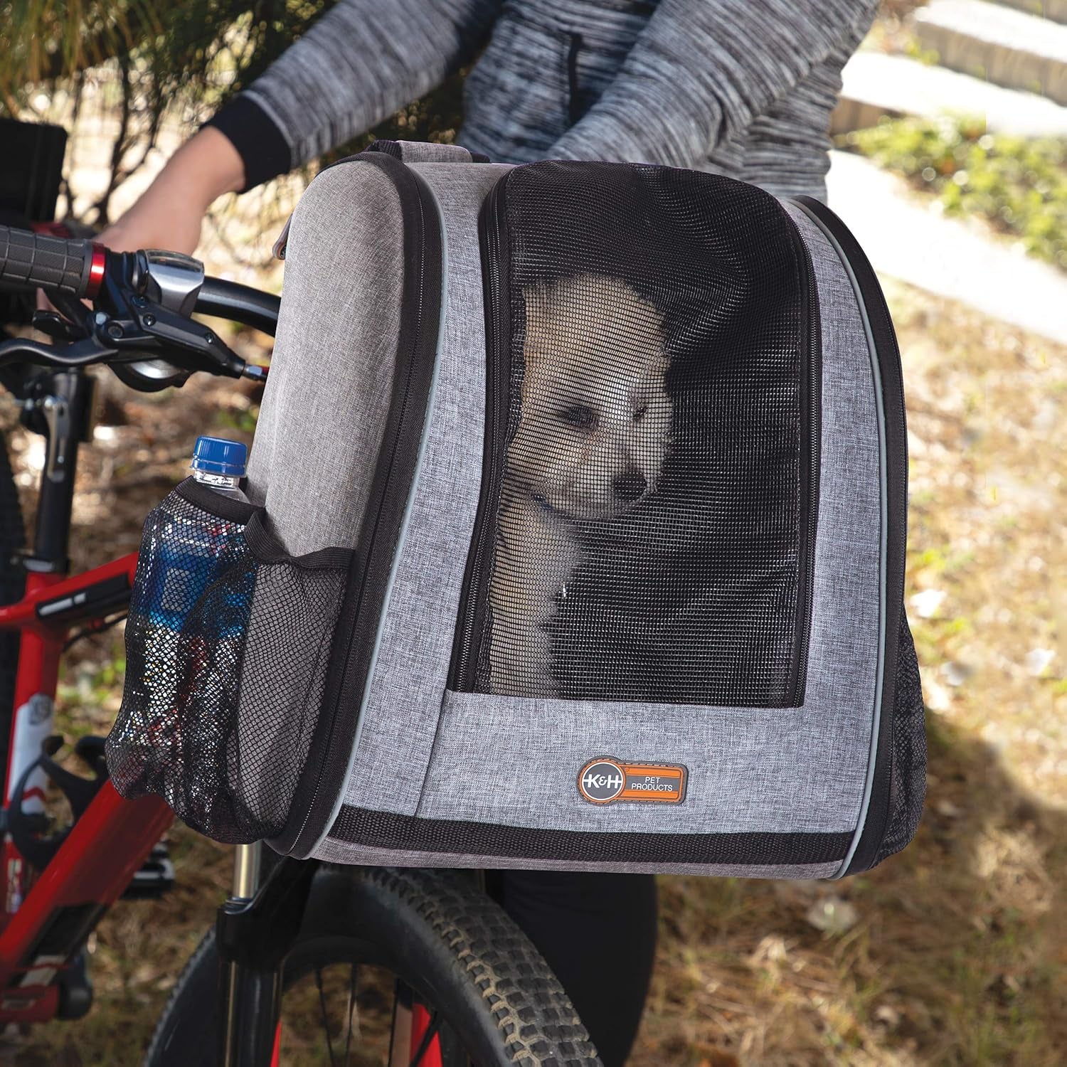 PET PRODUCTS Travel Bike Backpack for Pets Gray 9.5 X 14 X 15.75 Inches