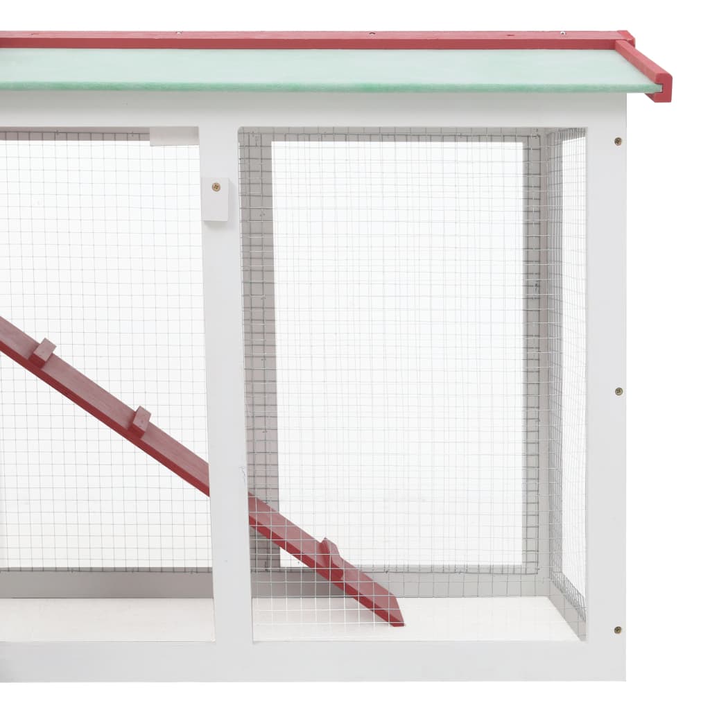 NNEVL Outdoor Large Rabbit Hutch Red and White 145x45x85 cm Wood