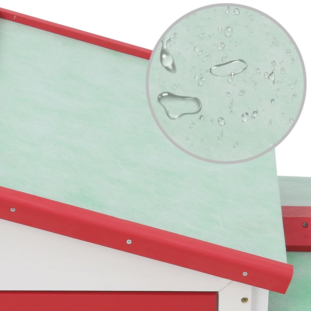 NNEVL Outdoor Large Rabbit Hutch Red and White 145x45x85 cm Wood