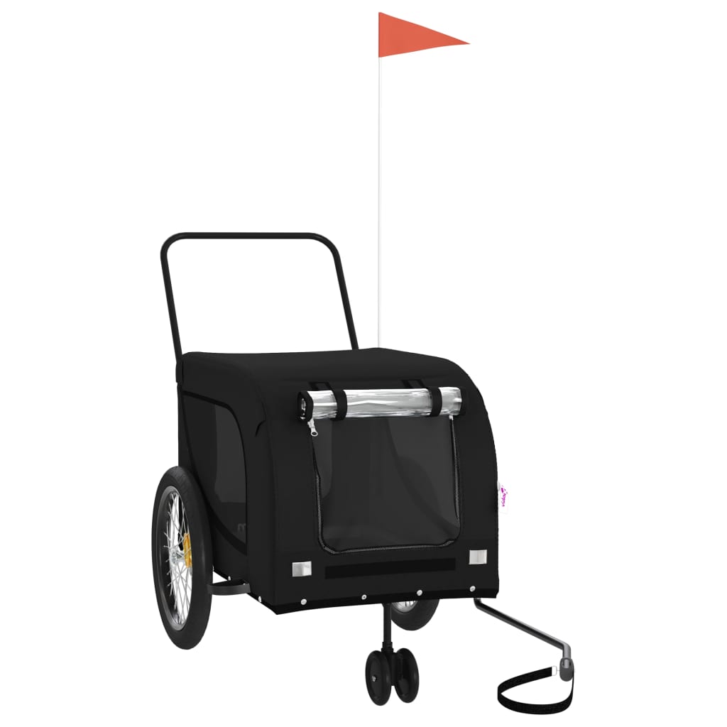 NNEVL Dog Bike Trailer Black Oxford Fabric and Iron