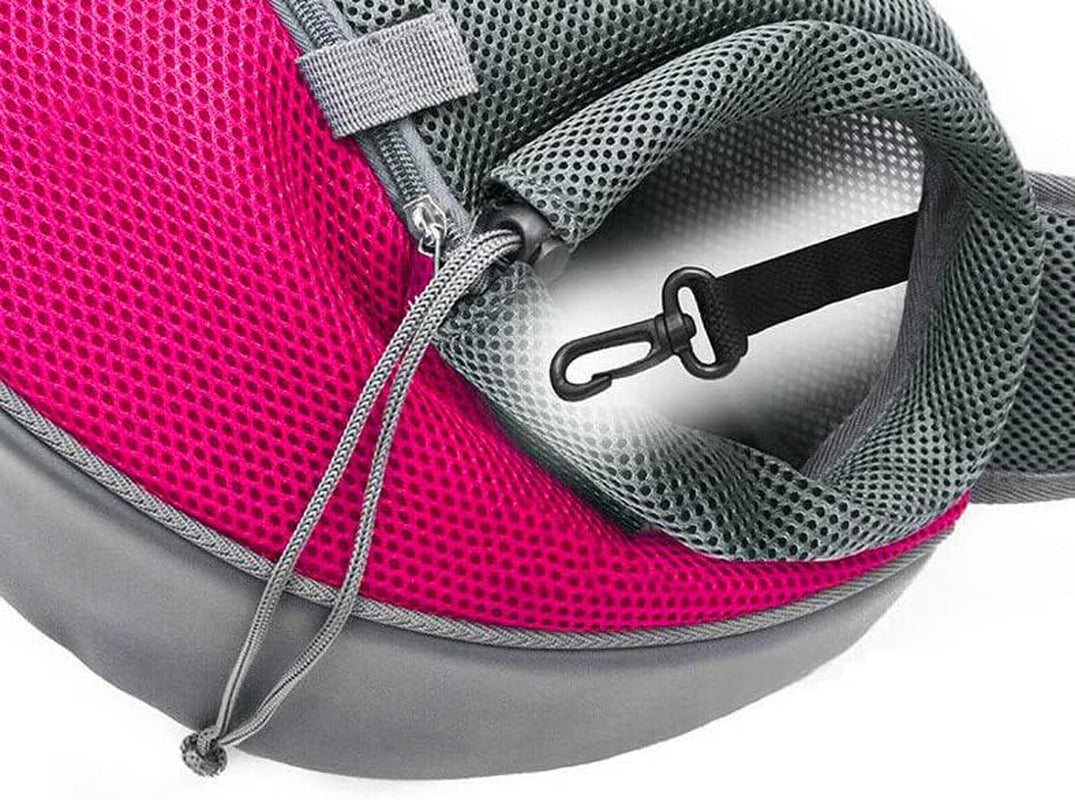 Pet Sling Carrier for Small Dogs Cats Breathable Mesh Travelling Hands-Free Puppy Backpack(Fits Approximately 3 Lbs to 6 Lb Pets)(Rose Red)