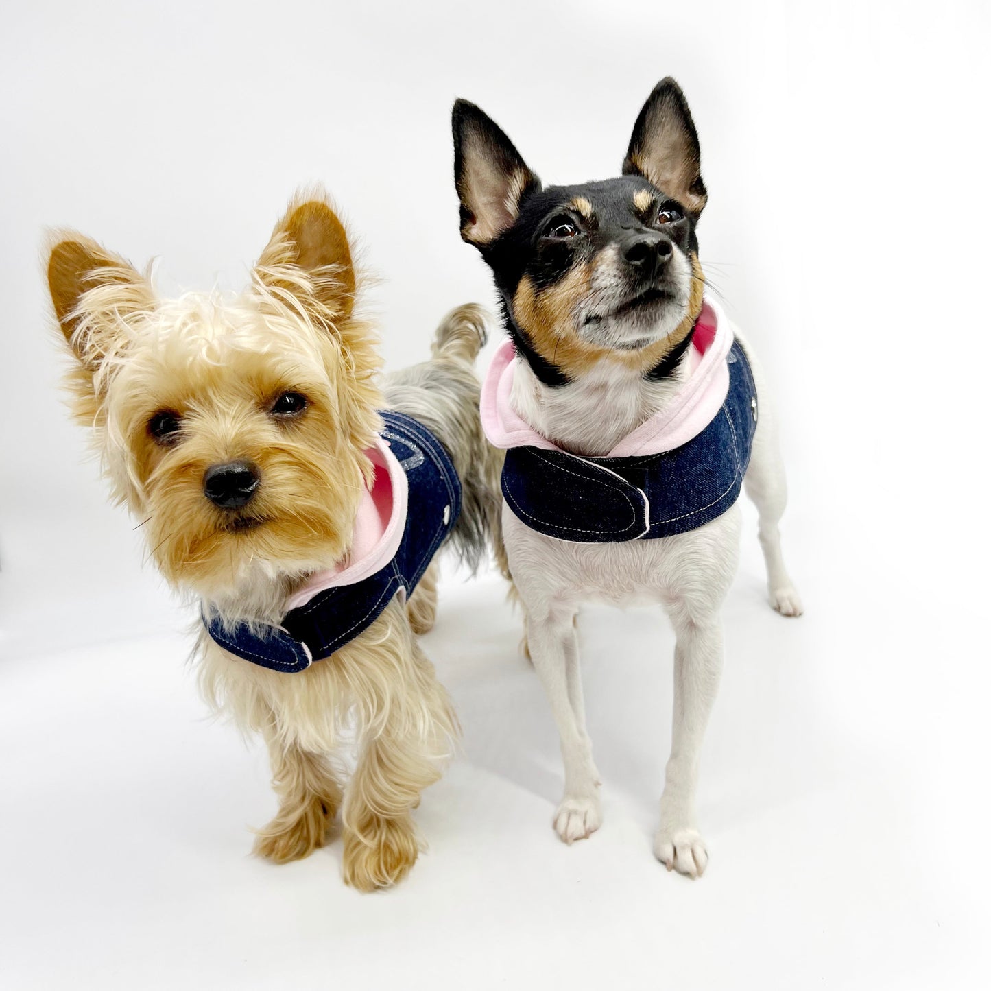 Denim Hoodie "Love" Harness Vest – Pink