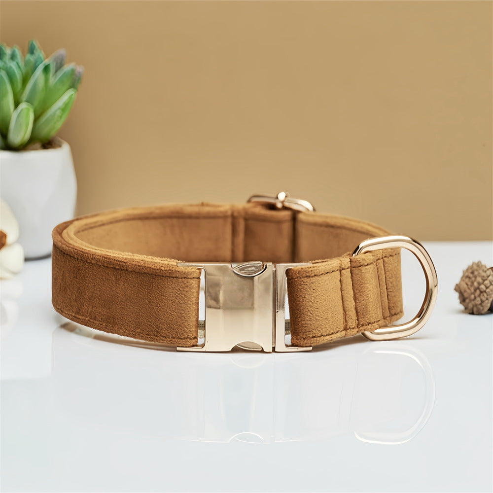 NNEDSZ Light Brown Durable Dog Collar with Metal Buckle - Adjustable Nylon Pet Collar for Small to Large Dogs Size S