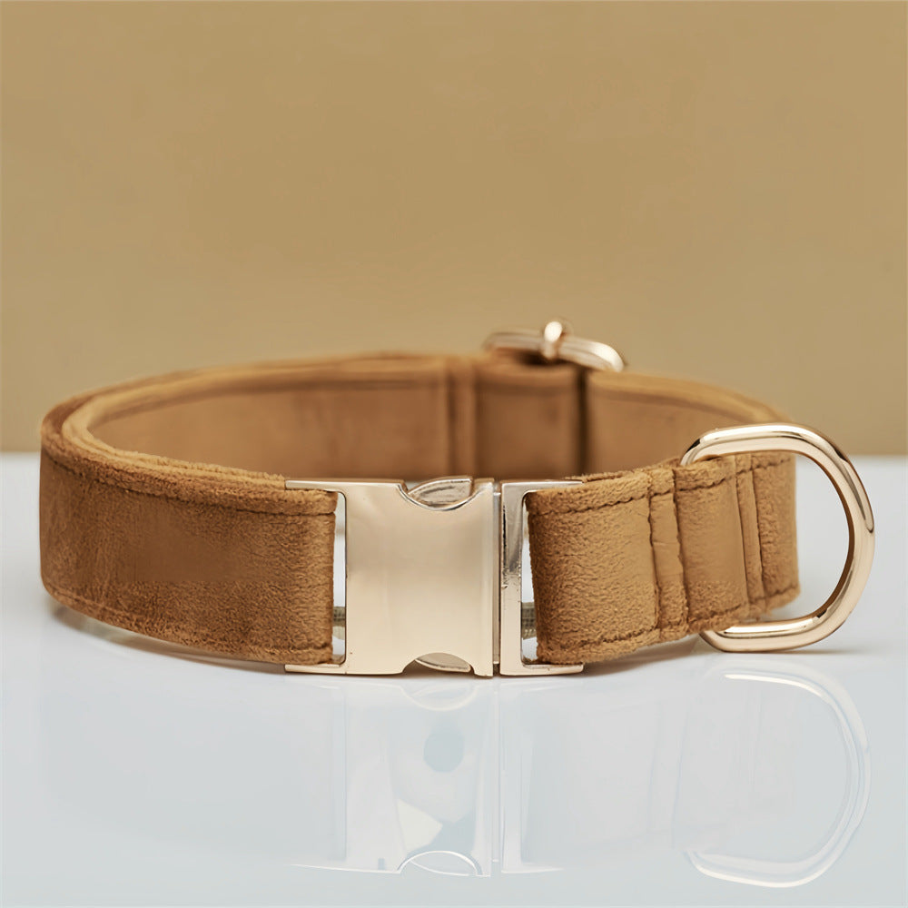 NNEDSZ Light Brown Durable Dog Collar with Metal Buckle - Adjustable Nylon Pet Collar for Small to Large Dogs Size S