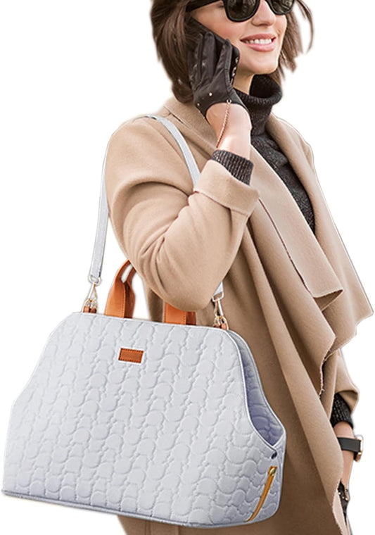 Small Dog Bag Woman Totes Style,Dual Use,Car Safety Seat for Pets,Puppy Kennel Purse,Soft Cat Carrier,Soft Cushion,Trained Gentle Pets Tote Outdoor (Grey)