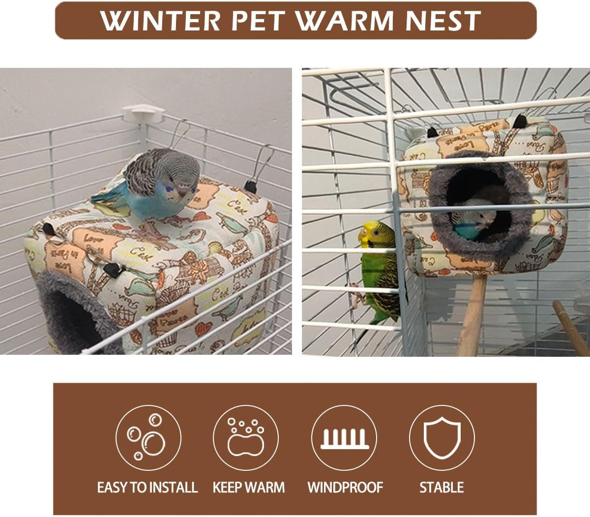 Bird Plush Nest Bed - Hanging Soft and Warm Hammock for Birds Parrot Parakeet Cockatiel Conure Hamster Rat Squirrels Etc