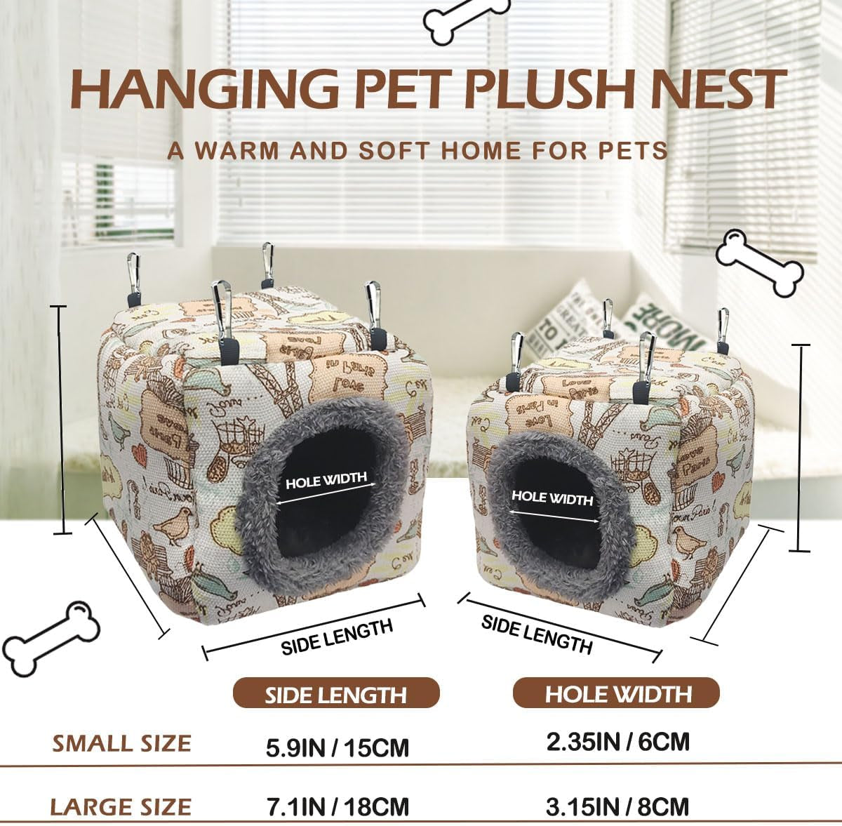 Bird Plush Nest Bed - Hanging Soft and Warm Hammock for Birds Parrot Parakeet Cockatiel Conure Hamster Rat Squirrels Etc