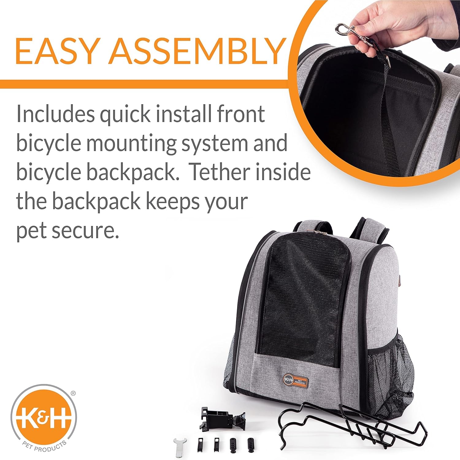 PET PRODUCTS Travel Bike Backpack for Pets Gray 9.5 X 14 X 15.75 Inches