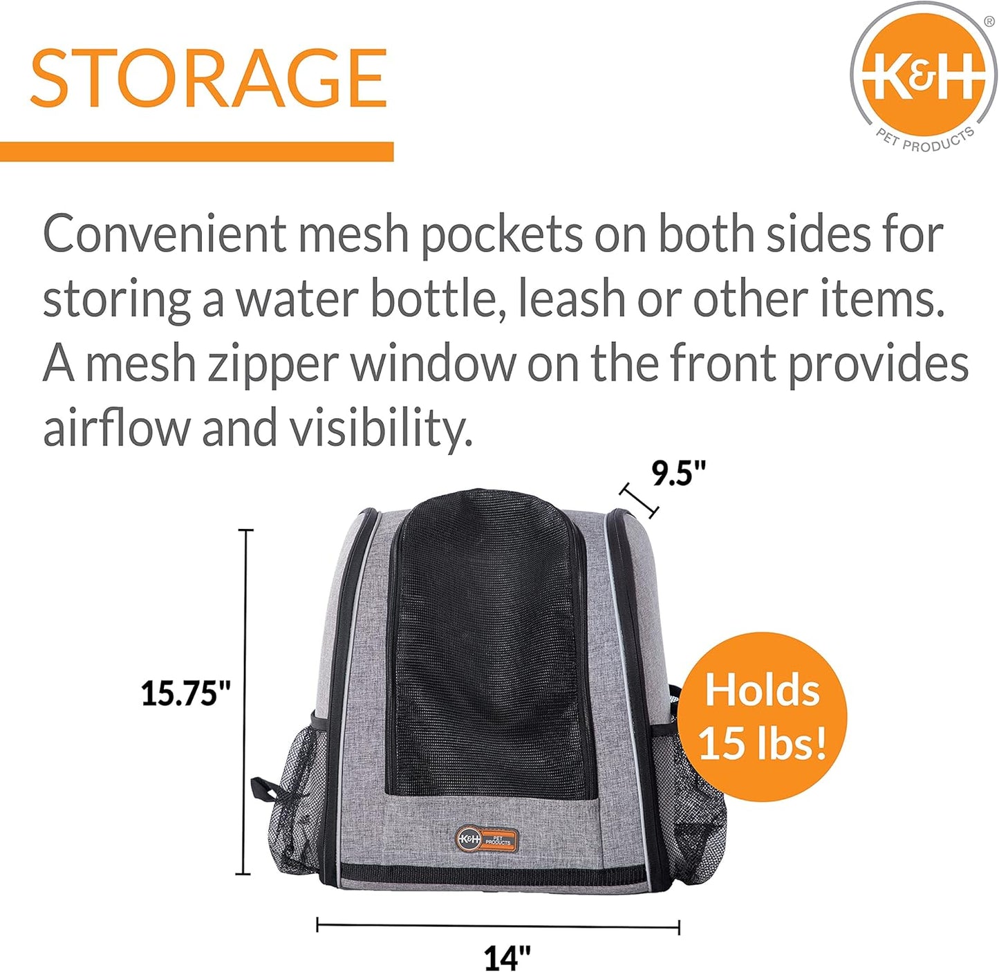 PET PRODUCTS Travel Bike Backpack for Pets Gray 9.5 X 14 X 15.75 Inches