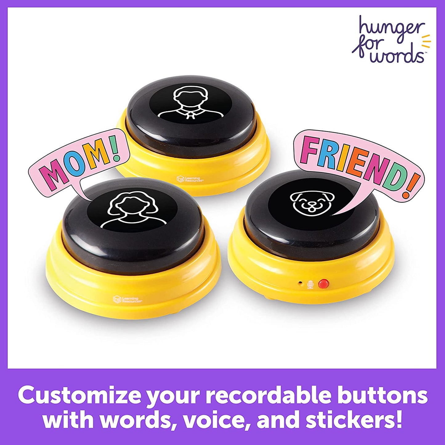 Talking Pet Next Words Names - 3Pc Dog Talking Recordable Button Set, Dog Buttons for Communication | Games & Stuff for Dogs